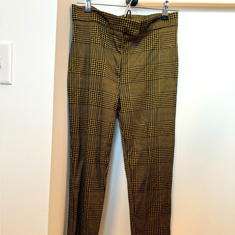Yellow Plaid Cropped Dress Pants size small